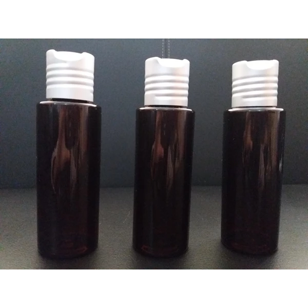PLASTIC BOTTLE 100 ML BROWN and RF DISTOP SILVER QUALITY